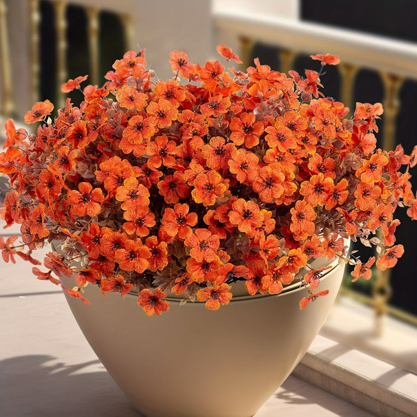 💐12 flores artificiais resistentes a raios UV: ideais para pátios, varandas e sacadas - Campainha-dinamarquesa