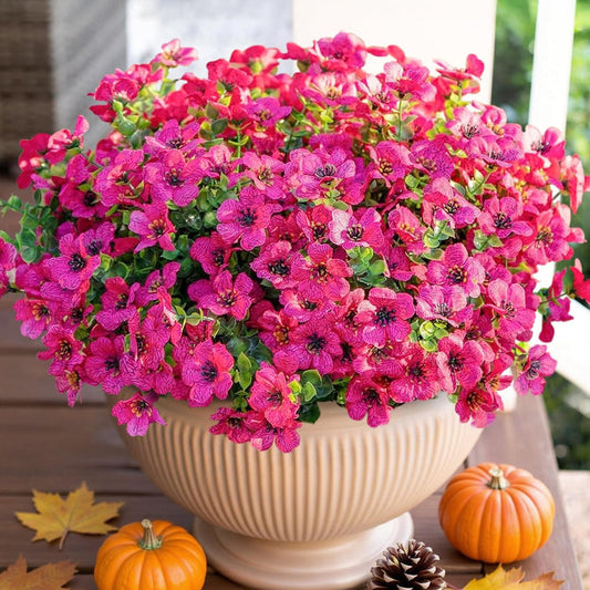 💐12PCS Artificial UV-resistant flowers: suitable for patios, porches and balconies-Rose Red