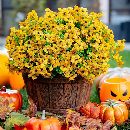 💐12PCS Artificial UV-resistant flowers: suitable for patios, porches and balconies-Yellow