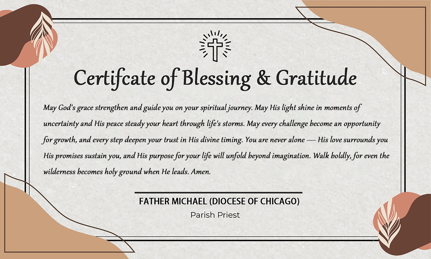 Blessing certificate - each order is limited to one certificate only.