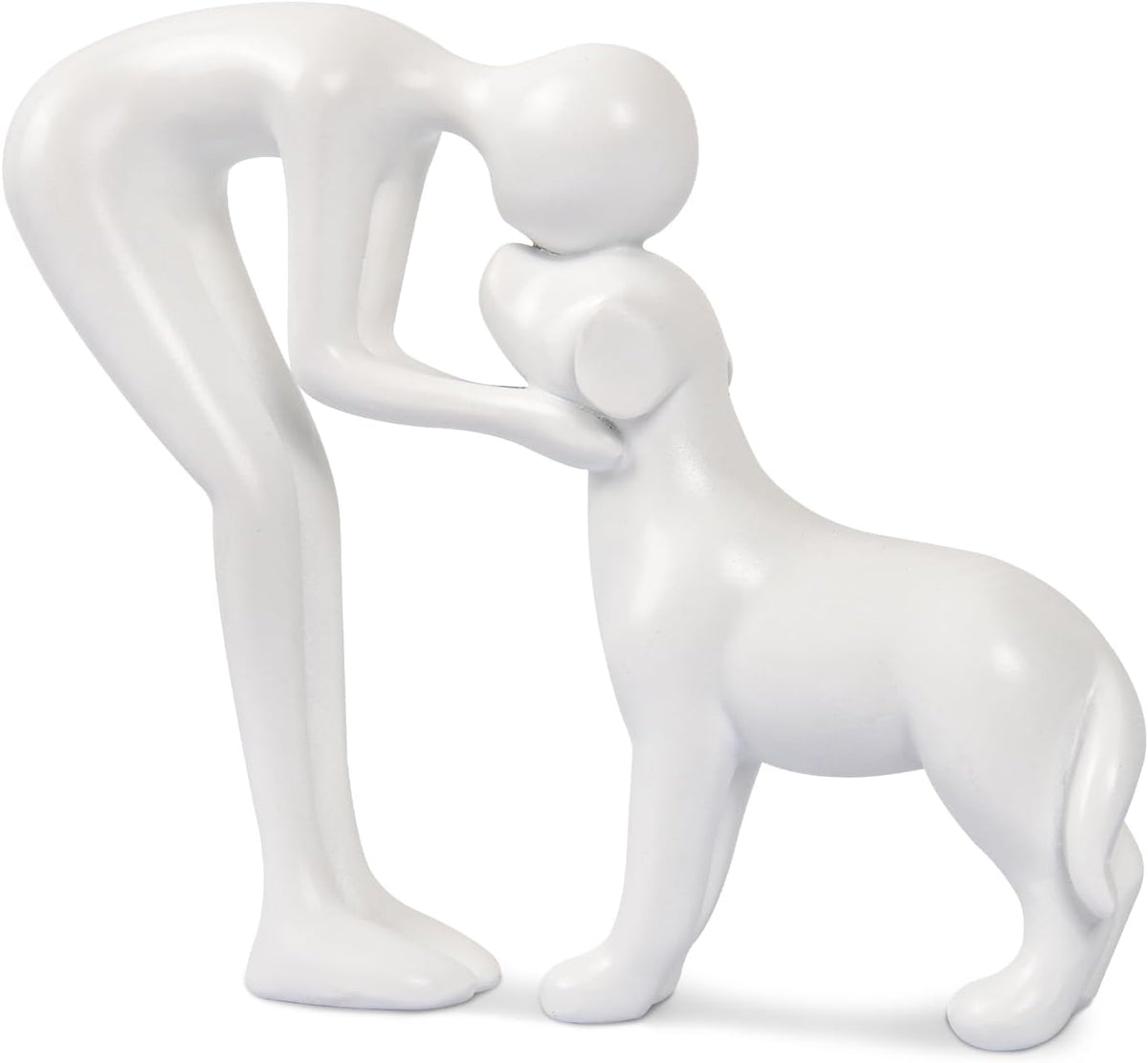 Person & Dog Bond Sculpture – Abstract Pet Lover Figurine