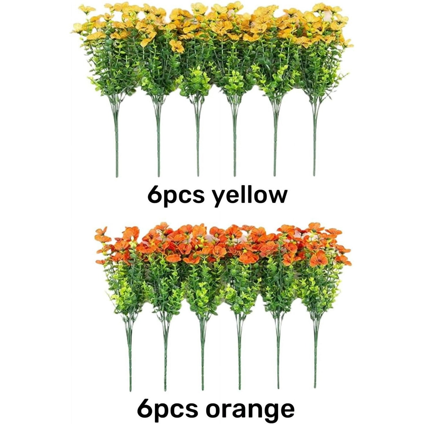 💐12 unidades de flores artificiais resistentes a raios UV: adequadas para pátios, varandas e sacadas — Laranja e Amarelo