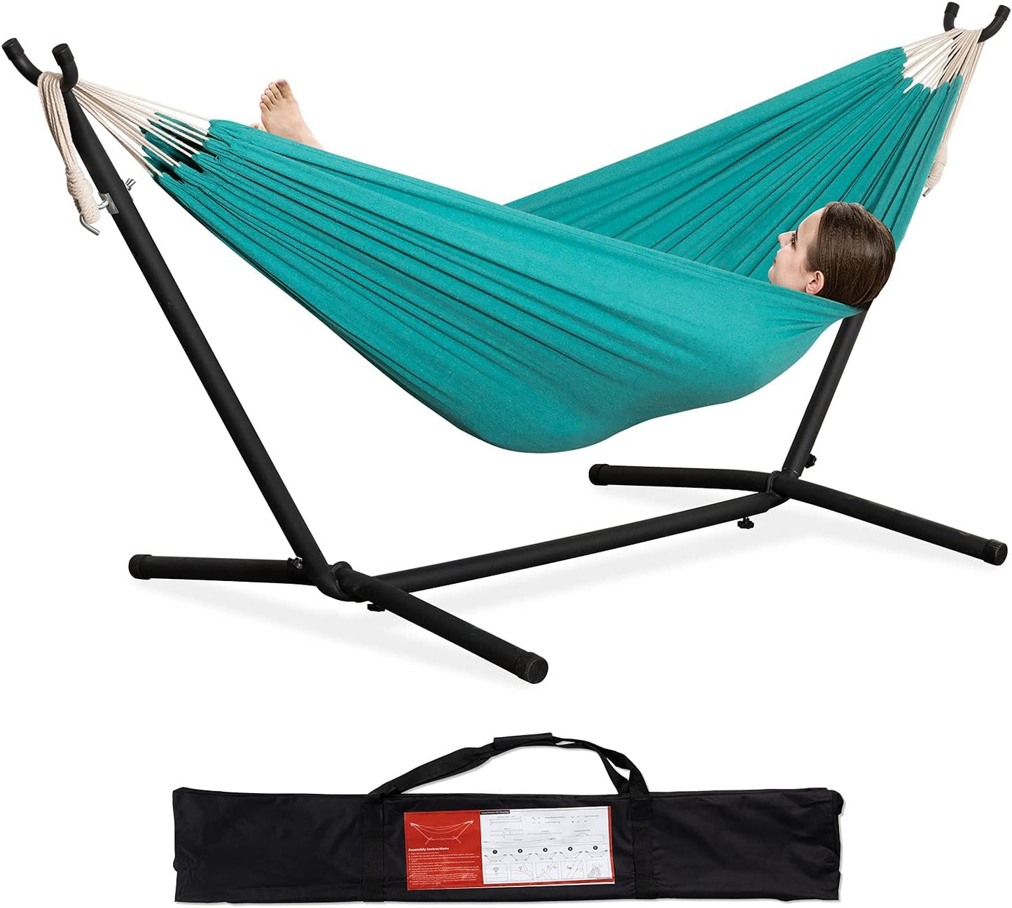 Portable Double Hammock with Steel Stand – 2 Person Outdoor Relaxation Chair