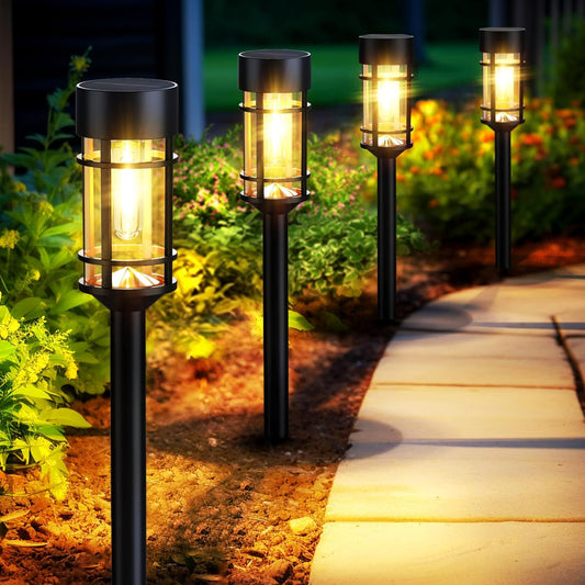 8 Pack Retro Solar Pathway Lights for Garden & Yard