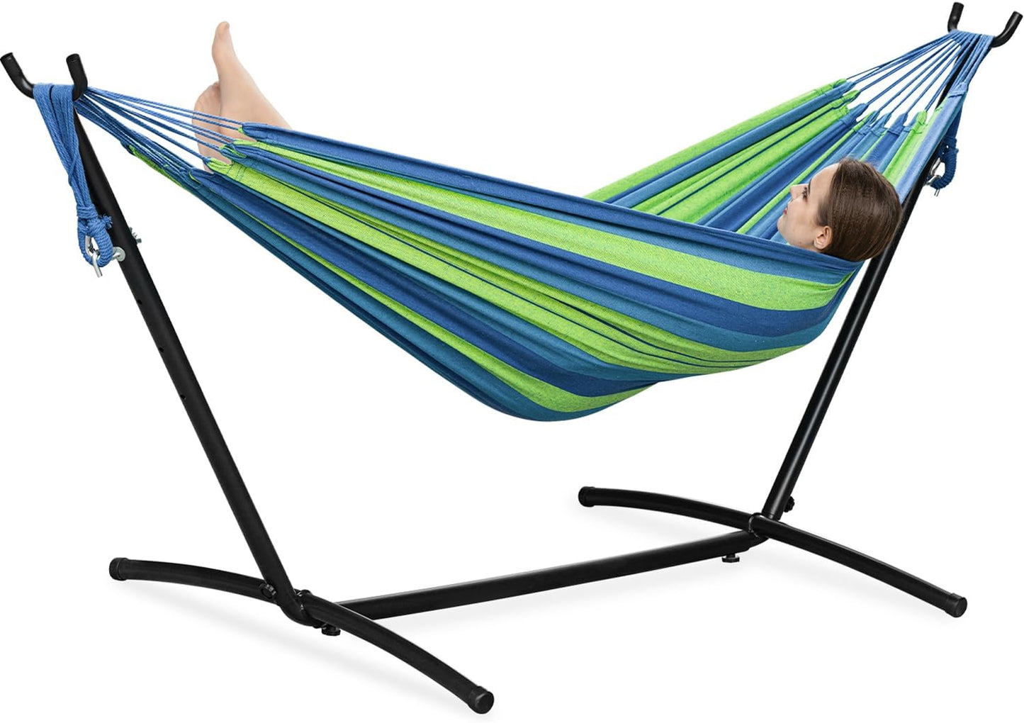 Portable Double Hammock with Steel Stand – 2 Person Outdoor Relaxation Chair