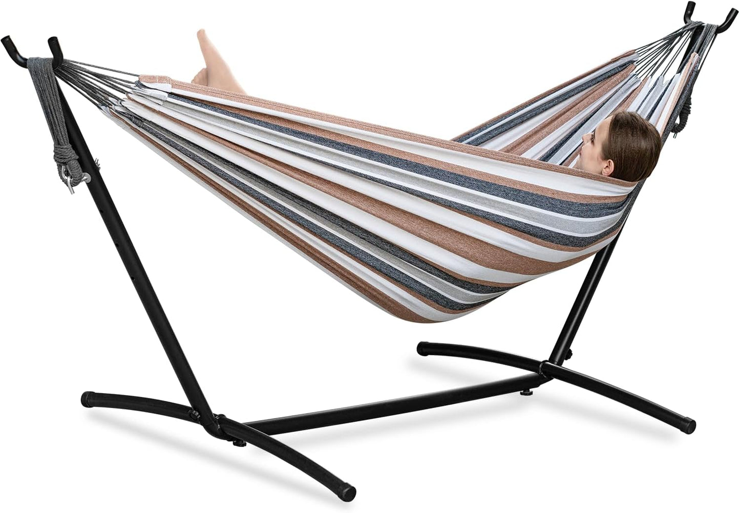 Portable Double Hammock with Steel Stand – 2 Person Outdoor Relaxation Chair