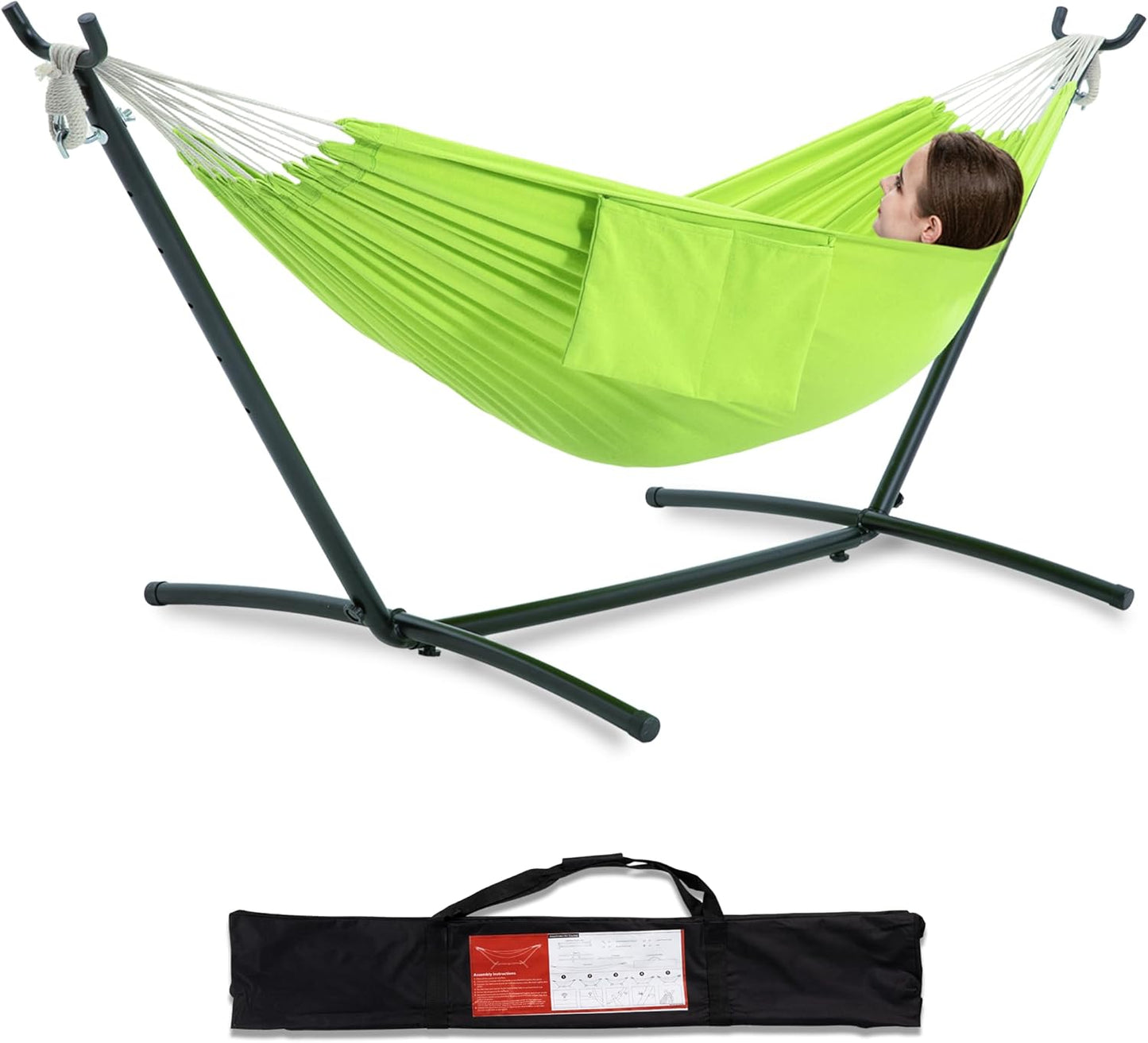 Portable Double Hammock with Steel Stand – 2 Person Outdoor Relaxation Chair